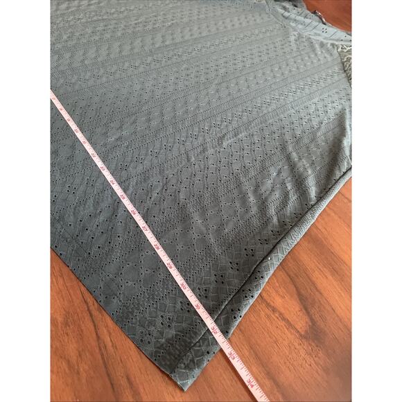 Bloom Chic Womens Sz 26 Teal Tunic Top Floral Lace Layer Whimsy Cottagecore - Picture 6 of 8